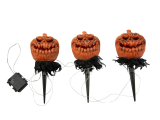 Halloweenské dýně s LED a zápichem, sada 3 ks, 39cm