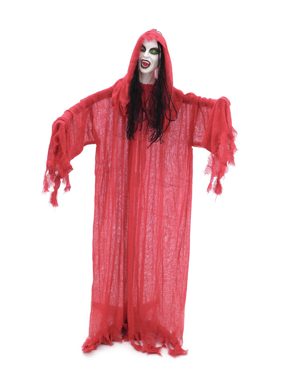 Halloweenská figurína žena v červeném, 162cm