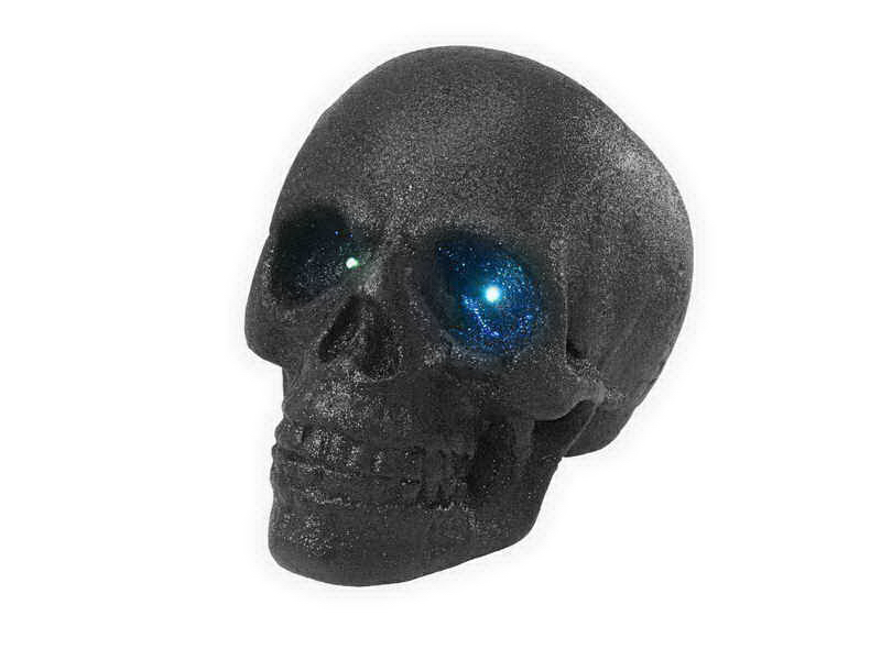 Lebka černá, 35x35cm s LED svítícíma očima