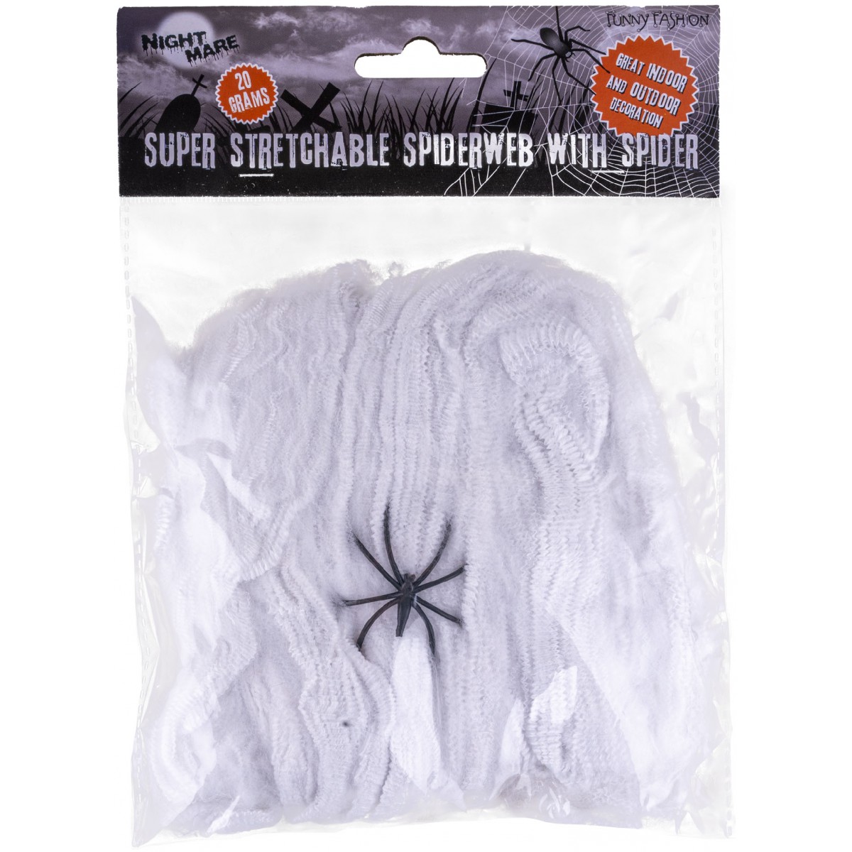 Umělá pavučina bílá + pavouk, 20g