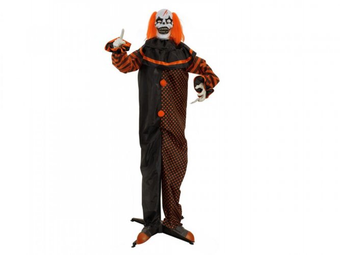 Halloween pohyblivý klaun 2 hlavy, 180 cm
