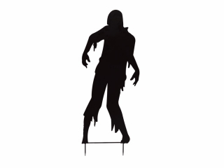 Kovová silueta zombie muže, černá, 135cm